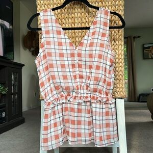 Peach plaid Ann Taylor tank